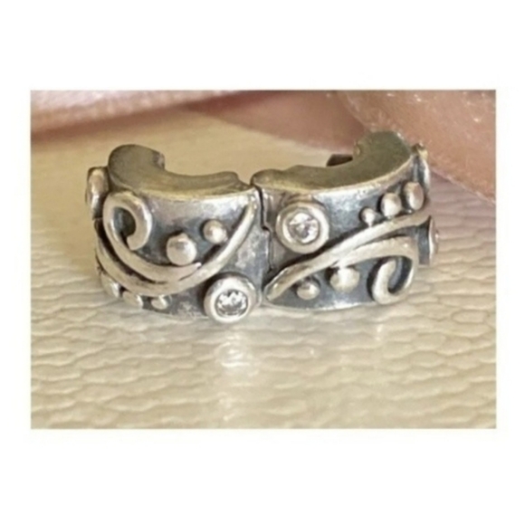 Pandora Tendril Cubic Zirconia Clip Charm 925 Sterling Silver 790380 - Picture 5 of 6